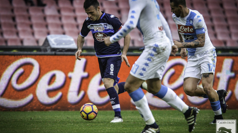 Ledian Memushaj, durante la partita con il Napoli