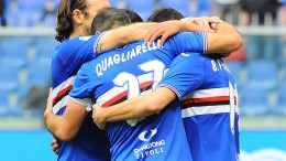 L'esultanza dei giocatori della Sampdoria