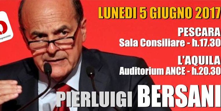Lunedì 5 giugno Bersani in Abruzzo