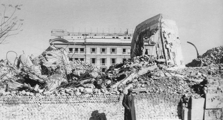 Una delle zone colpite dai bombardamenti