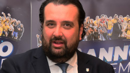 Il presidente della Divisione Calcio a cinque, Andrea Montemurro, in conferenza stampa