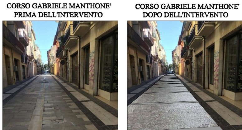 Pescara Vecchia. Corso Manthonè prima e dopo i lavori di riqualificazione