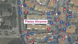 ecco la pianta del senso unico a piazza alcyone
