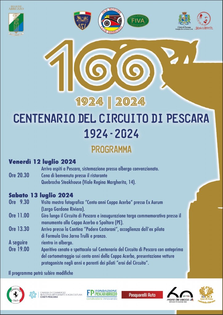 Locandina 100 anni Circuito di Pescara