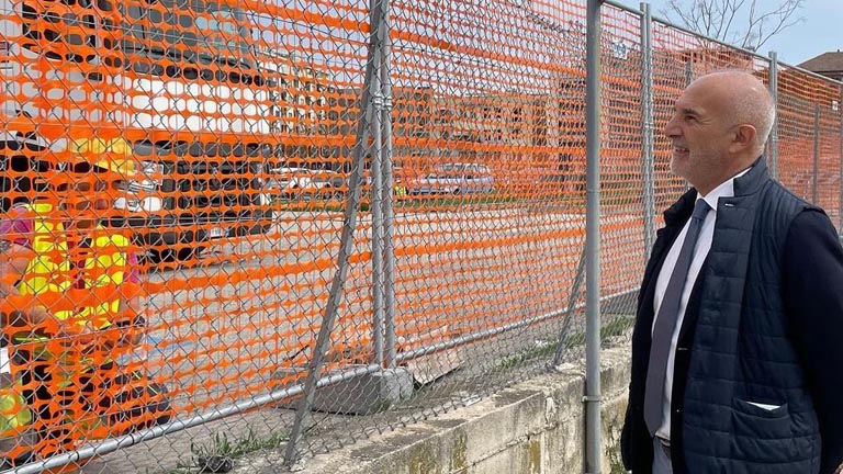 il sindaco Masci in cantiere