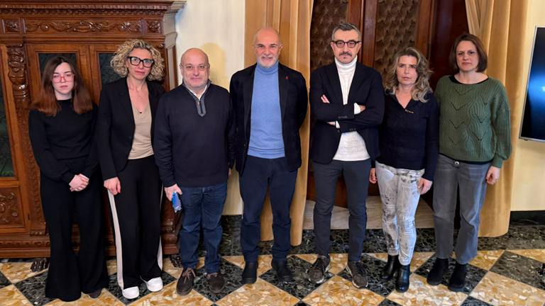 sindaco Carlo Masci, l'assessore Massimiliano Pignoli, Marco Molisani, dirigente del settore Politiche per il Cittadino e Piera Antonioli, Responsabile del Servizio Gestione Politiche Sociali