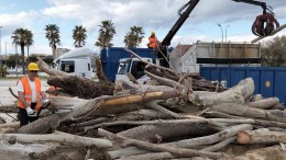 lavori di pulizia in spiaggia a Pescara